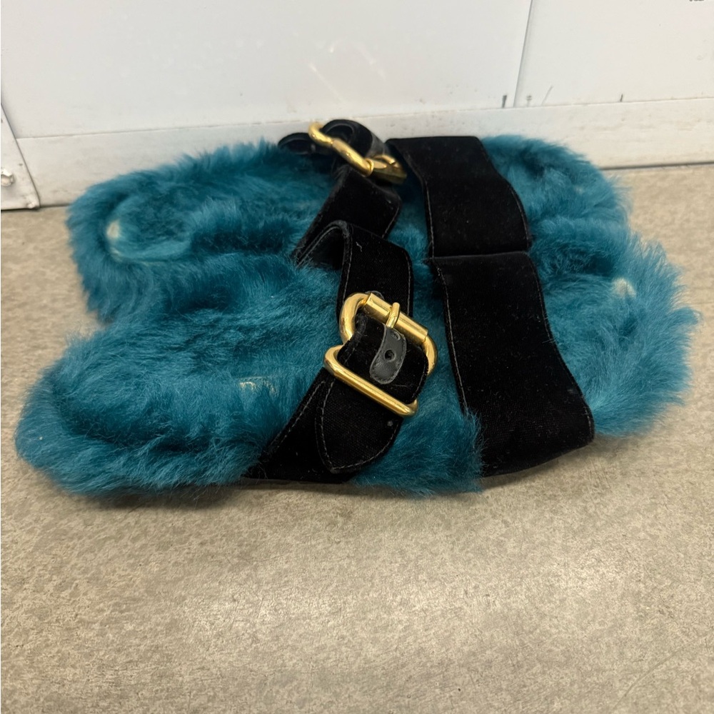 Prada 2017 Fur and Velvet Slide Sandals - Picture 5 of 9